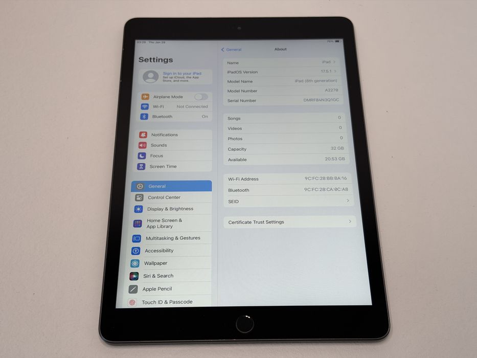 iPad 8. gen. (A2270) - 32GB - Space Gray - faktura VAT 23%