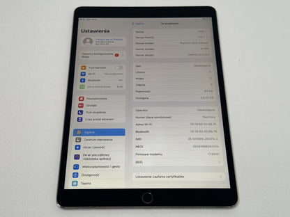 iPad Pro 10.5 (A1709) - 64GB - Cellular (LTE) - Space Gray - faktura VAT 23%