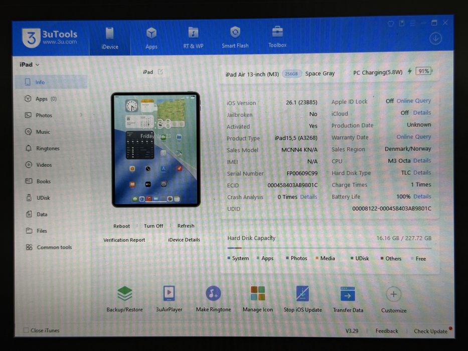 iPad Air 7 13 (A3268) - 256GB - Apple M3 - wada - faktura VAT 23%