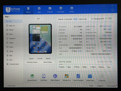 iPad Air 7 13 (A3268) - 256GB - Apple M3 - wada - faktura VAT 23%