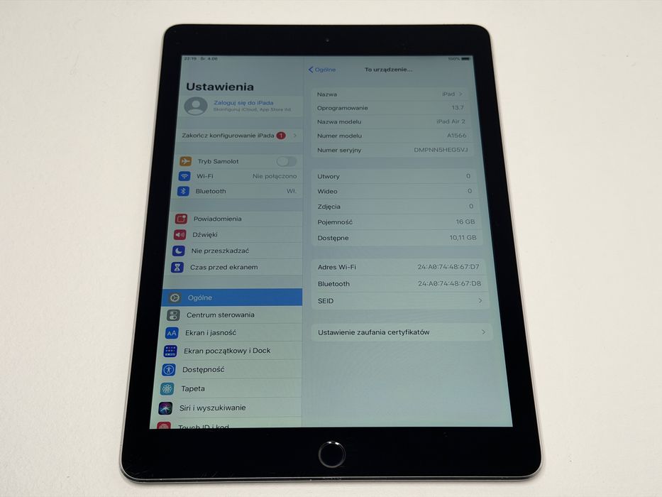 iPad Air 2 (A1566) - 16GB - faktura VAT 23%