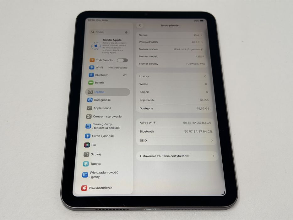 iPad mini 6 (A2567) - 64GB - wada - faktura VAT 23%