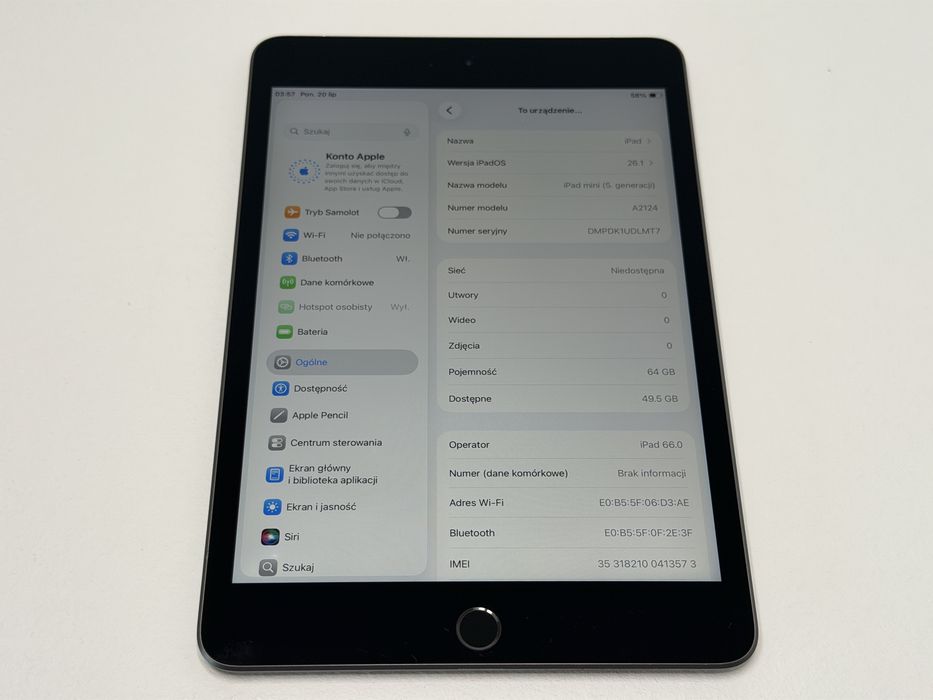 iPad mini 5 (A2124) - Cellular (LTE) - 64GB - faktura VAT 23%
