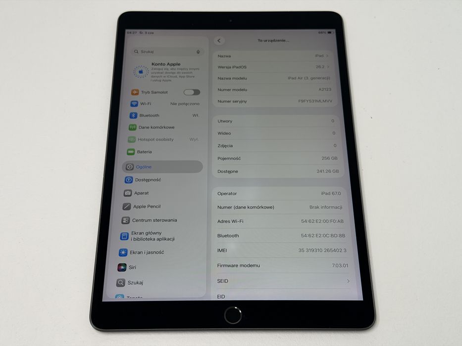 iPad Air 3 (A2123) - 256GB - Cellular (LTE) - faktura VAT 23%