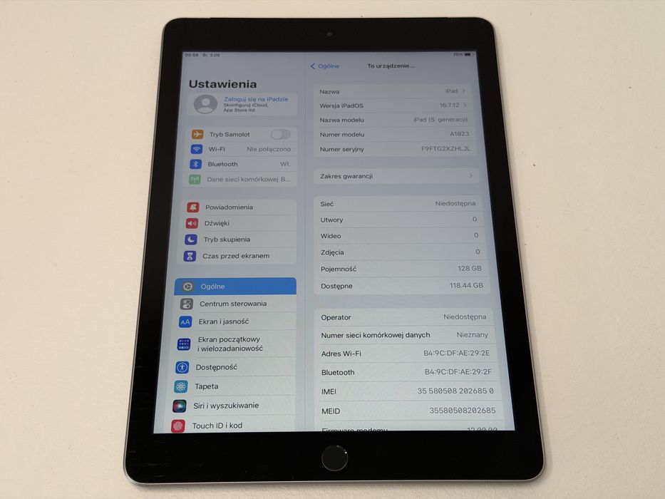 iPad 5 (A1823) - 128GB - Cellular (LTE) - faktura VAT 23%