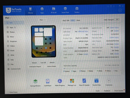 iPad 10. gen. (A2696) - 256GB - Silver - faktura VAT 23%