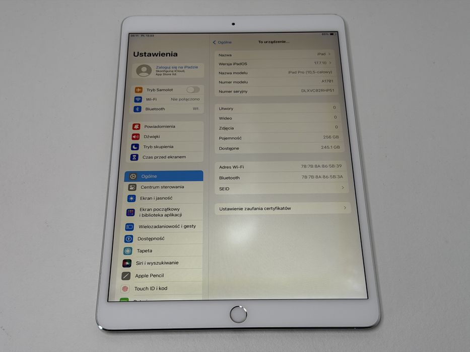 iPad Pro 10.5 (A1701) - 256GB - faktura VAT 23%
