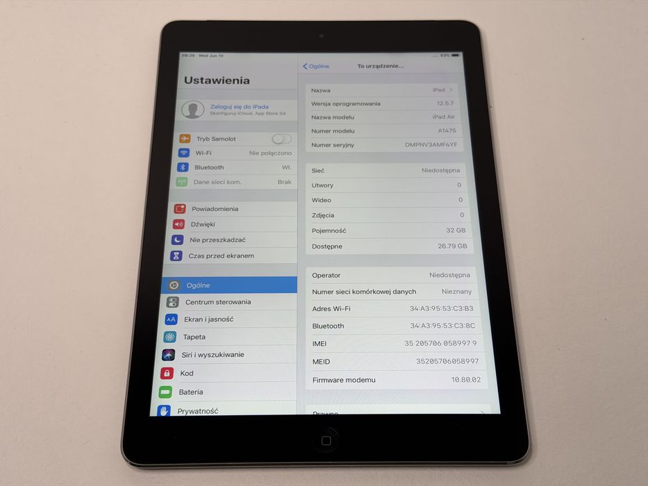 iPad Air 1 (A1475) - 32GB - Cellular (LTE) - faktura VAT 23%