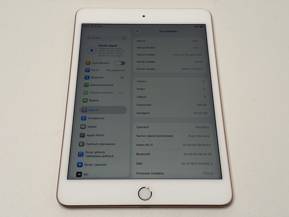 iPad mini 5 (A2124) - 256GB - Cellular (LTE) - faktura VAT 23%
