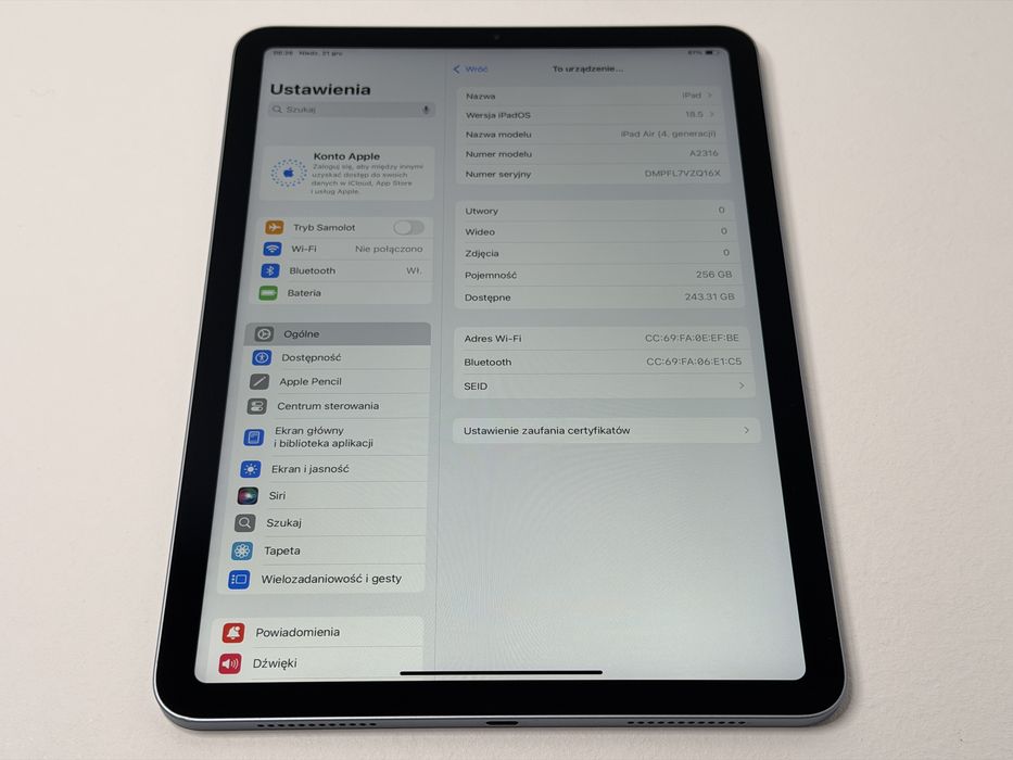 iPad Air 4 (A2316) - 256GB - faktura VAT 23%