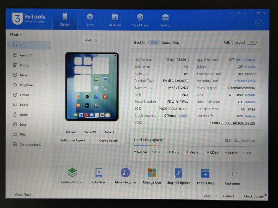 iPad 9. gen. (A2602) - 64GB - Space Gray - faktura VAT 23%