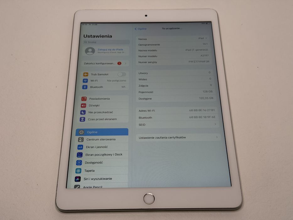 iPad 7. gen. (A2197) - 128GB - Silver - faktura VAT 23%
