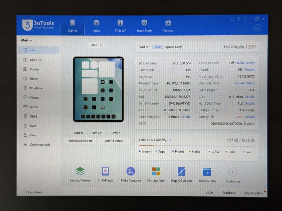 iPad 9. gen. (A2604) - 64GB - Cellular (LTE) - wada - faktura VAT 23%