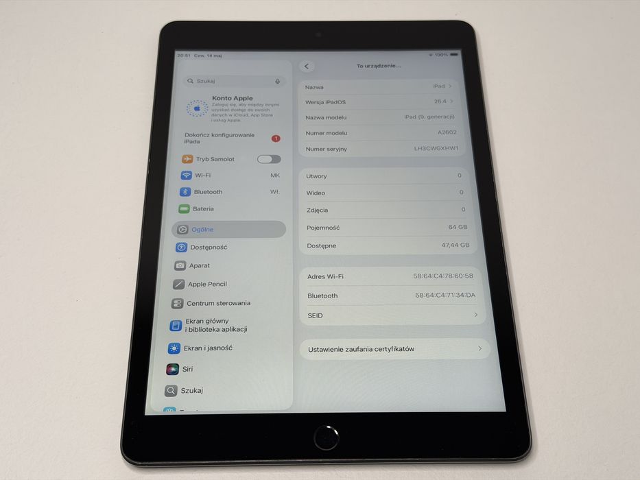 iPad 9. gen. (A2602) - 64GB - faktura VAT 23%
