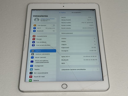 iPad 5. gen. (A1822) - 32GB - pęknięty - faktura VAT 23%