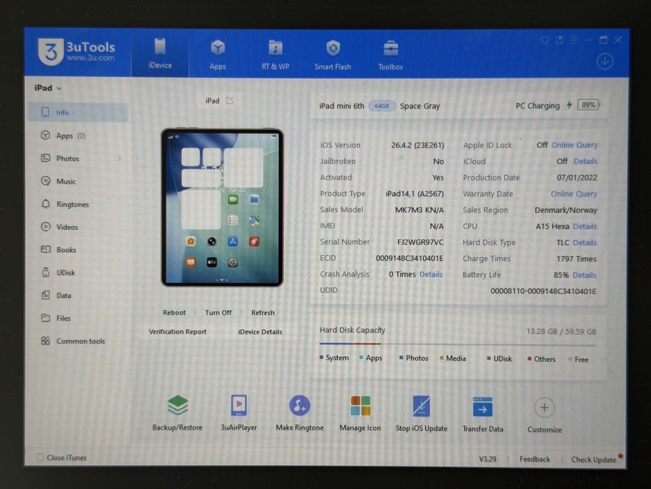 iPad mini 6 (A2567) - 64GB - wada - faktura VAT 23%