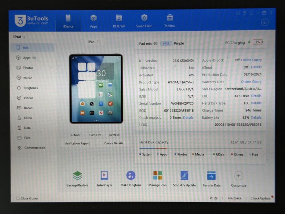 iPad mini 6 (A2567) - 64GB - wada - faktura VAT 23%
