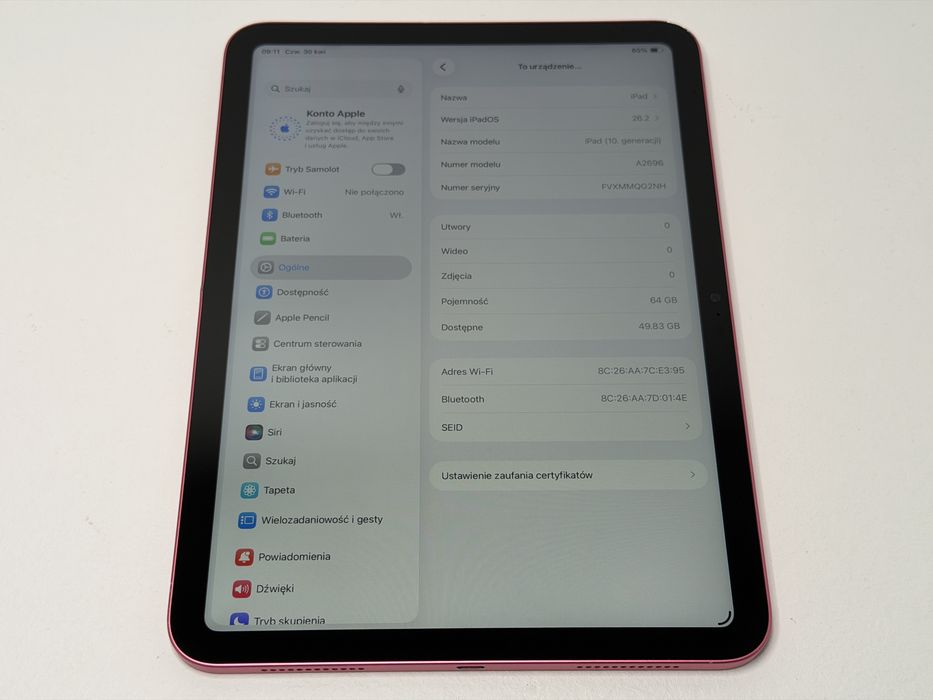 iPad 10. gen. (A2696) - 64GB - faktura VAT 23%