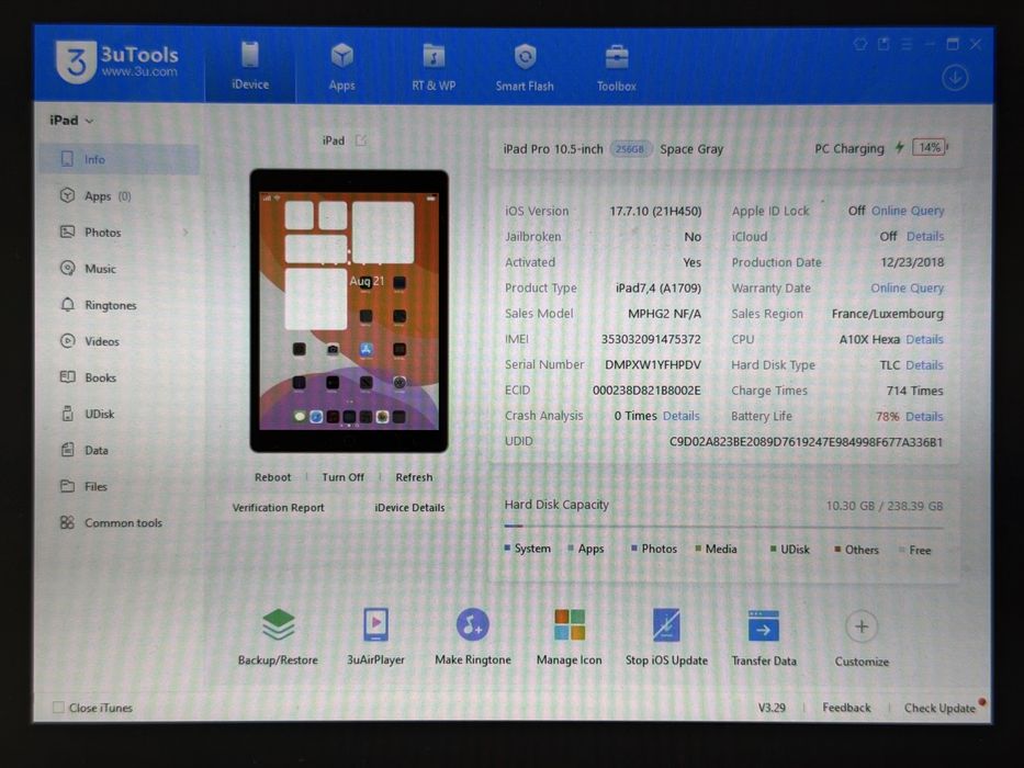 iPad Pro 10.5 (A1709) - 256GB - Cellular (LTE) - Space Gray - faktura VAT 23%