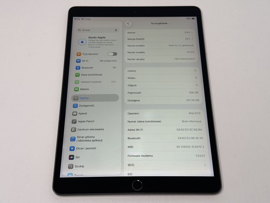 iPad Air 3 (A2123) - 256GB - Cellular (LTE) - faktura VAT 23%