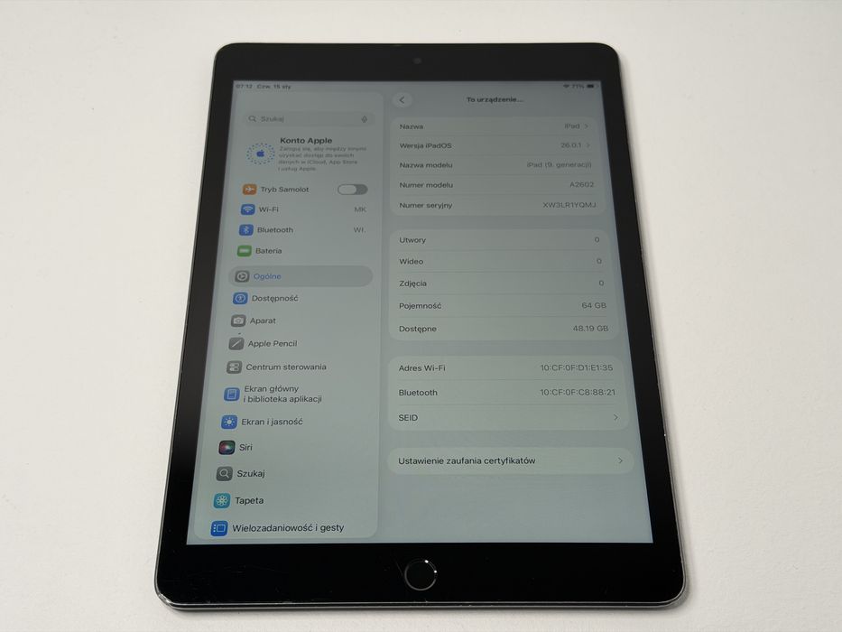 iPad 9. gen. (A2602) - 64GB - faktura VAT 23%
