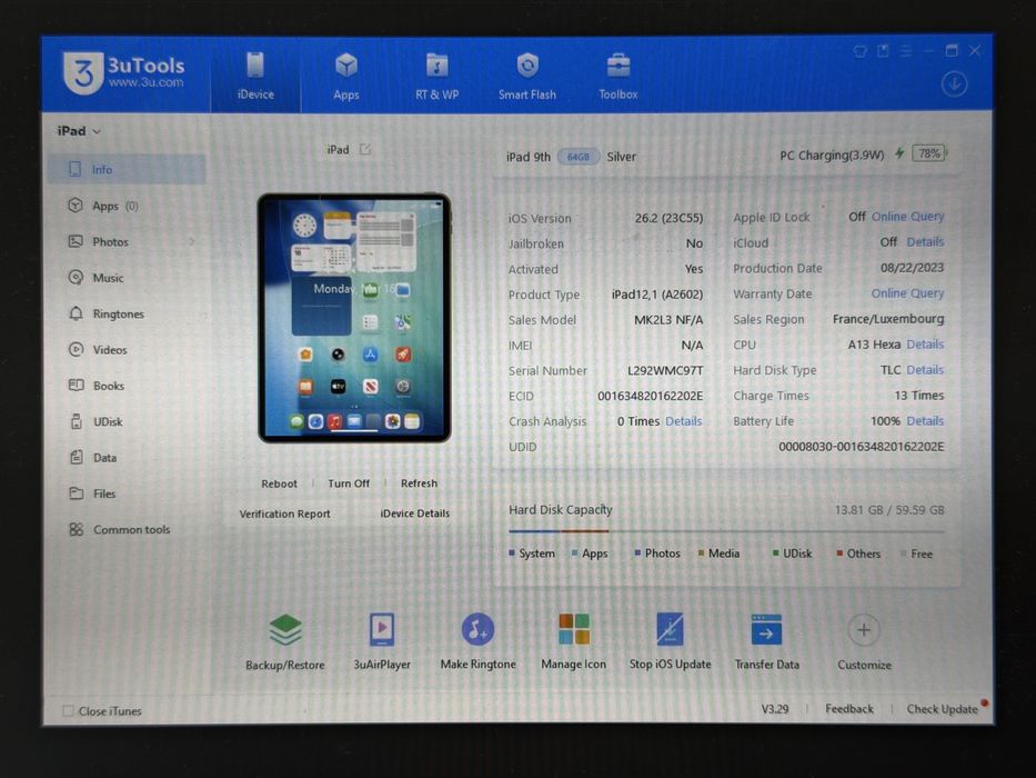 iPad 9. gen. (A2602) - 64GB - wada - faktura VAT 23%