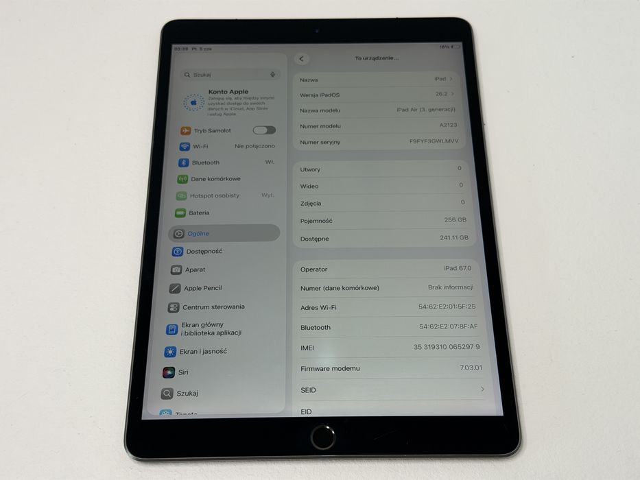 iPad Air 3 (A2123) - 256GB - Cellular (LTE) - faktura VAT 23%