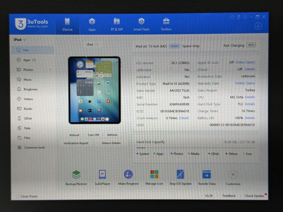 iPad Air 6 13 (A2898) - 256GB - Apple M2 - wada - faktura VAT 23%