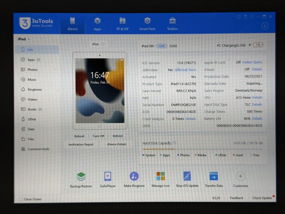 iPad 8. gen. (A2270) - 32GB - faktura VAT 23%