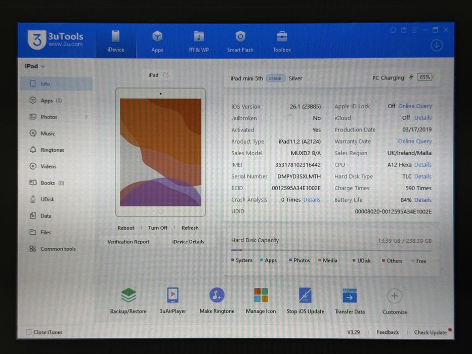 iPad mini 5 (A2124) - 256GB - Cellular (LTE) - faktura VAT 23%