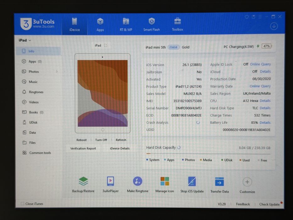 iPad mini 5 (A2124) - 256GB - Cellular (LTE) - faktura VAT 23%