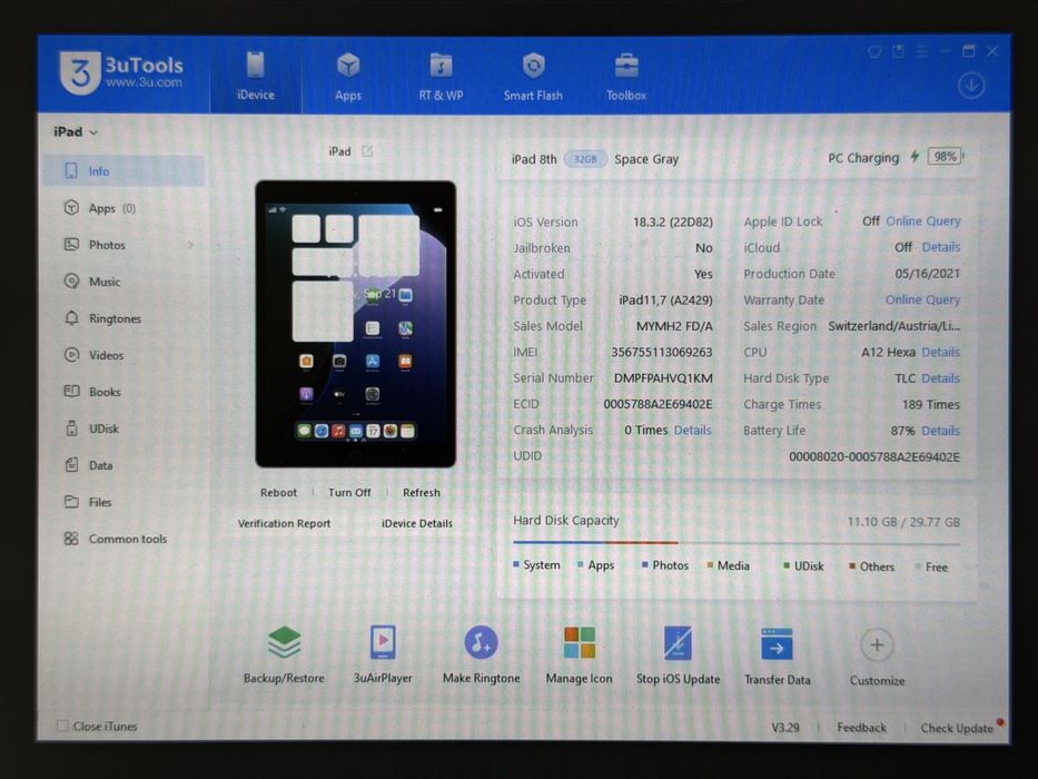 iPad 8. gen. (A2429) - 32GB - Cellular (LTE) - Space Gray - faktura VAT 23%