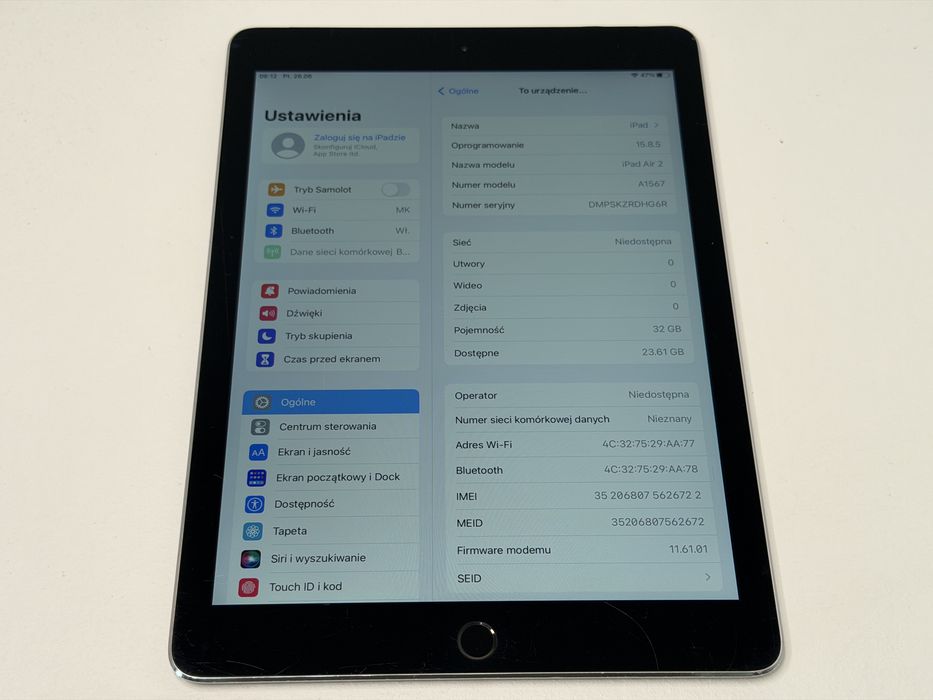 iPad Air 2 (A1567) - 32GB - Cellular (LTE) - faktura VAT 23%