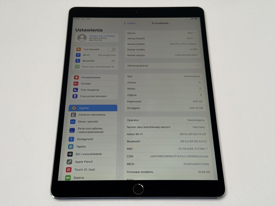 iPad Pro 10.5 (A1709) - 256GB - Cellular (LTE) - faktura VAT 23%