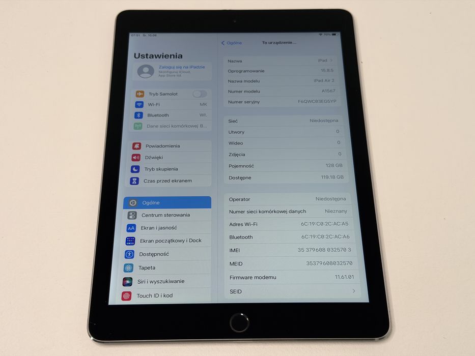 iPad Air 2 (A1567) - 128GB - Cellular (LTE) - faktura VAT 23%