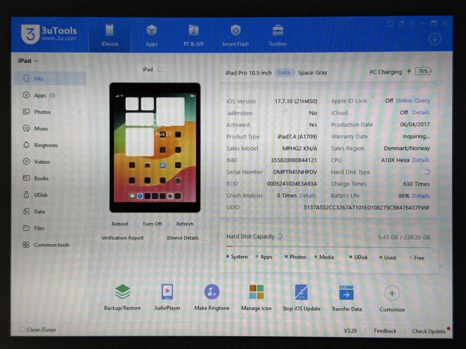 iPad Pro 10.5 (A1709) - 256GB - Cellular (LTE) - Space Gray - faktura VAT 23%