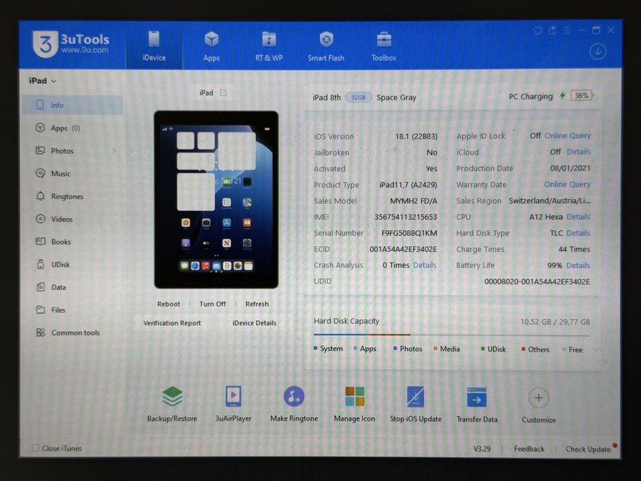 iPad 8. gen. (A2429) - 32GB - Cellular (LTE) - Space Gray - faktura VAT 23%