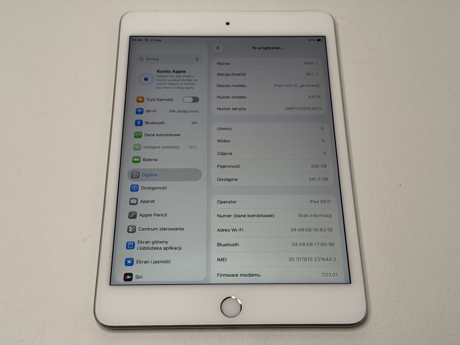 iPad mini 5 (A2124) - 256GB - Cellular (LTE) - faktura VAT 23%