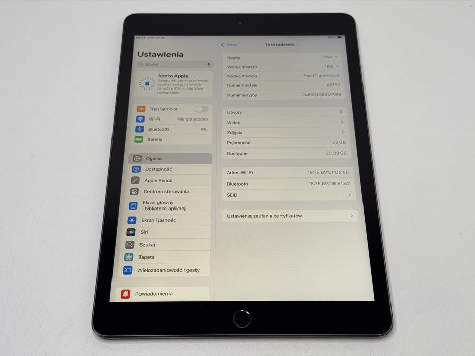 iPad 7. gen. (A2197) - 32GB - Space Gray - faktura VAT 23%