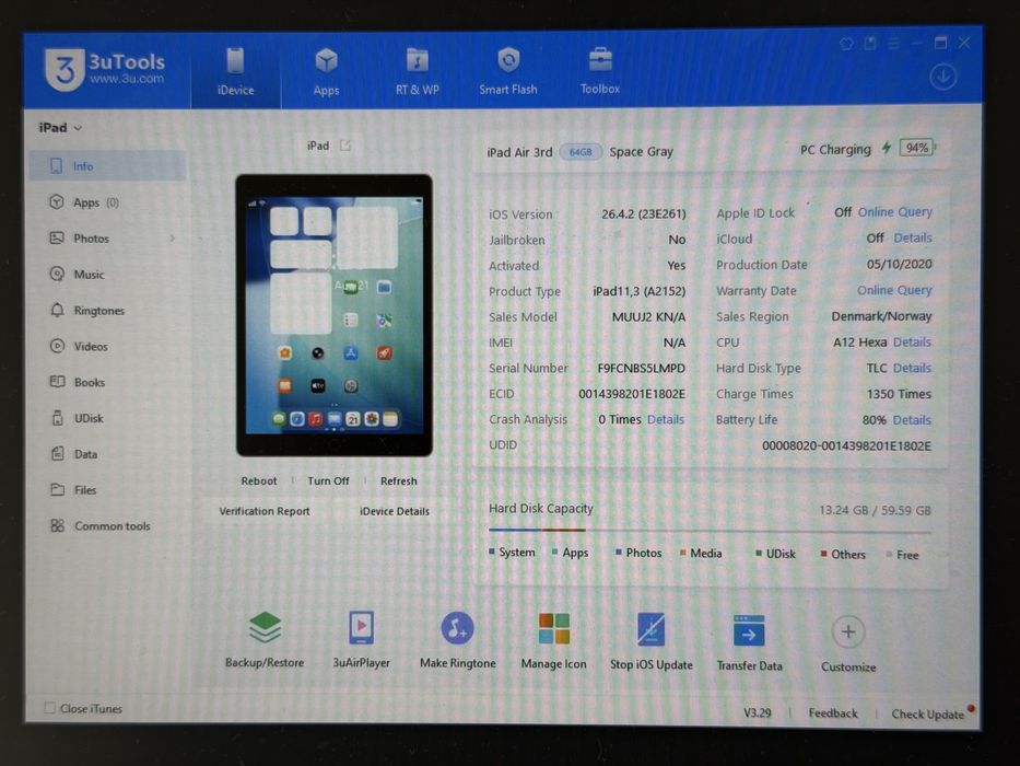 iPad Air 3 (A2152) - 64GB - Space Gray - faktura VAT 23%