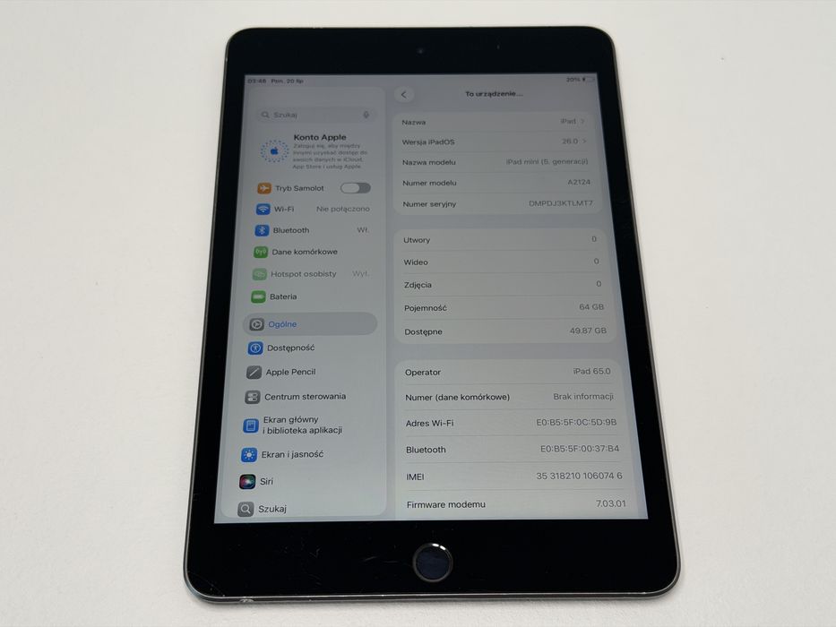 iPad mini 5 (A2124) - 64GB - Cellular (LTE) - faktura VAT 23%