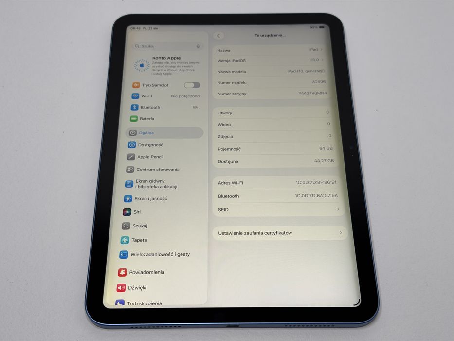 iPad 10. gen. (A2696) - 64GB - Blue - faktura VAT 23%