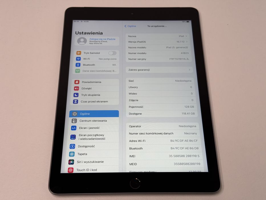iPad 5 (A1823) - 128GB - Cellular (LTE) - faktura VAT 23%