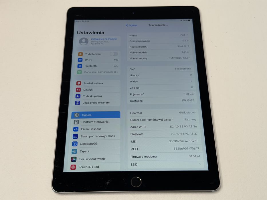 iPad Air 2 (A1567) - 128GB - Cellular (LTE) - faktura VAT 23%