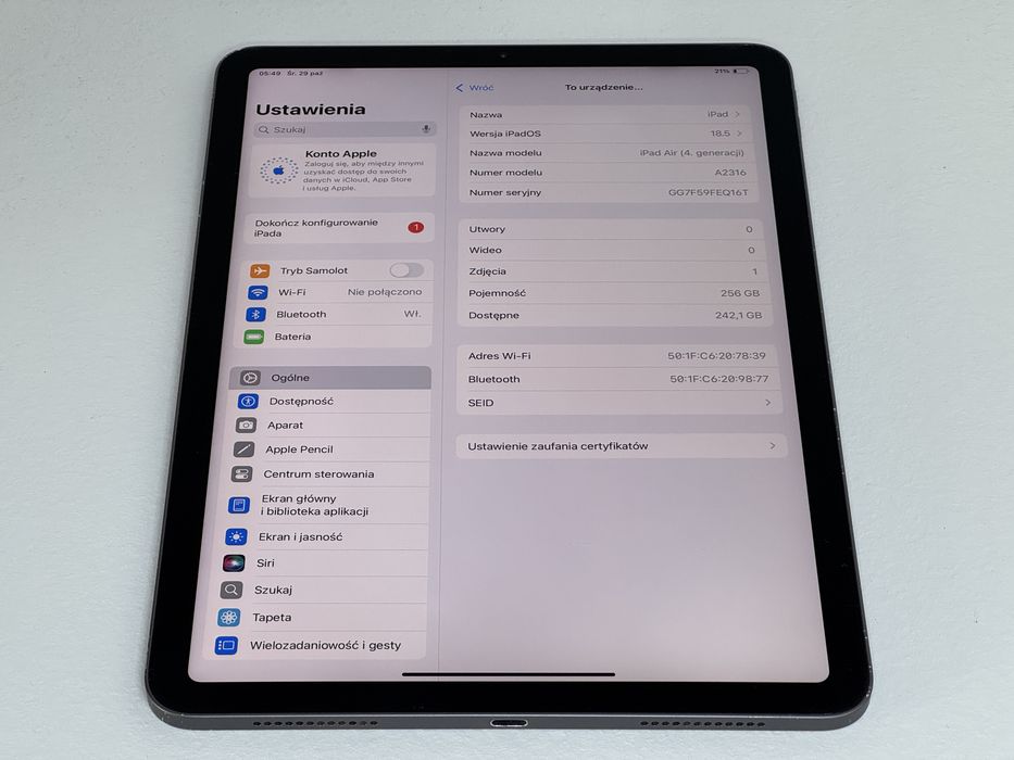 iPad Air 4 (A2316) - 256GB - faktura VAT 23%
