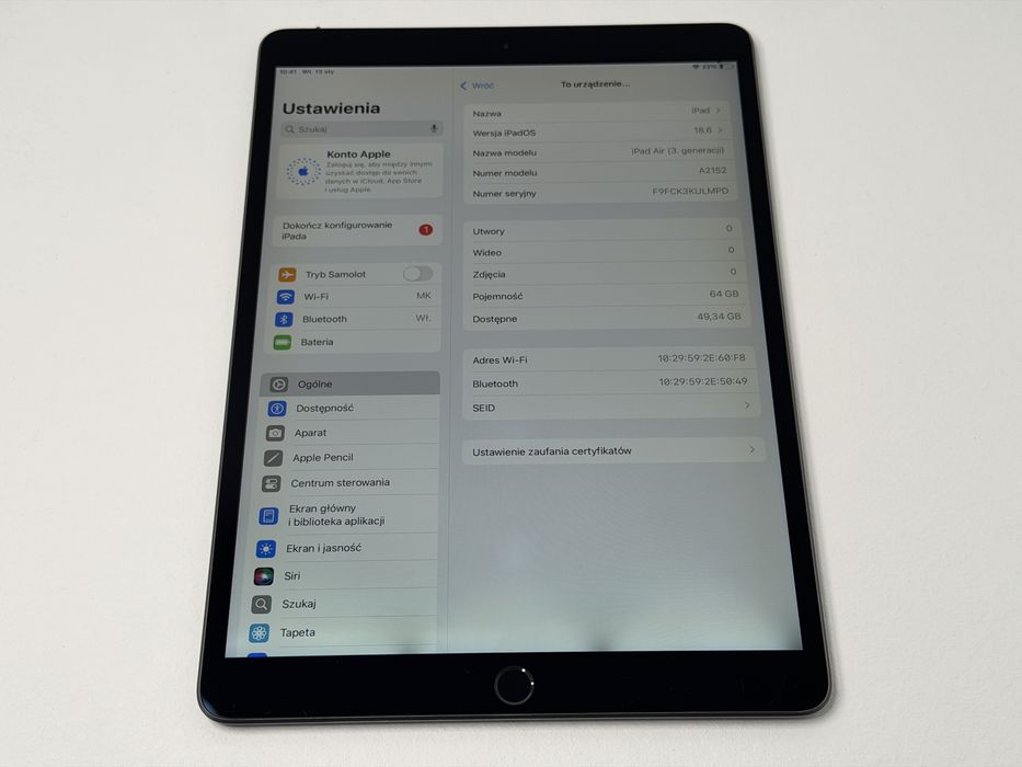iPad Air 3 (A2152) - 64GB - faktura VAT 23%