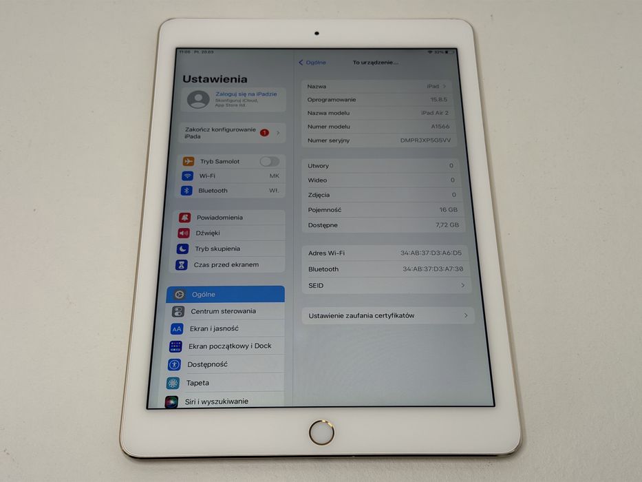 iPad Air 2 (A1566) - 16GB - faktura VAT 23%