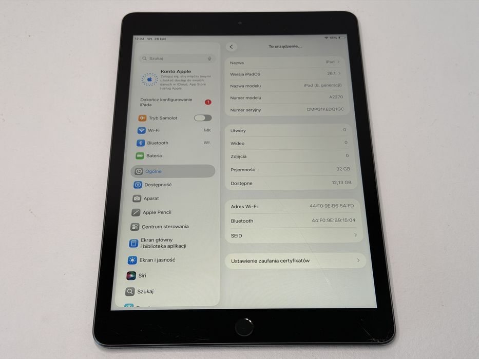iPad 8. gen. (A2270) - 32GB - faktura VAT 23%