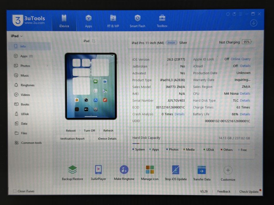 iPad Pro 11 5. gen. (A2836) - Apple M4 - 256GB - Silver - faktura VAT 23%