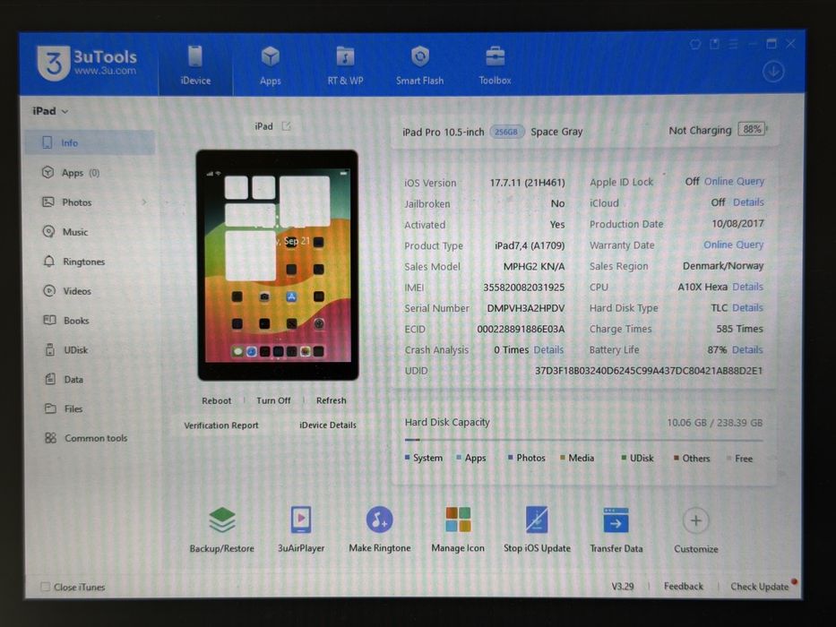 iPad Pro 10.5 (A1709) - 256GB - Cellular (LTE) - Space Gray - zbity - faktura VAT 23%